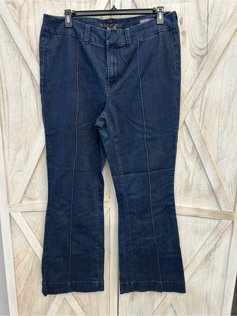Melissa McCarthy Dark Blue Flare Front-Seam Jeans